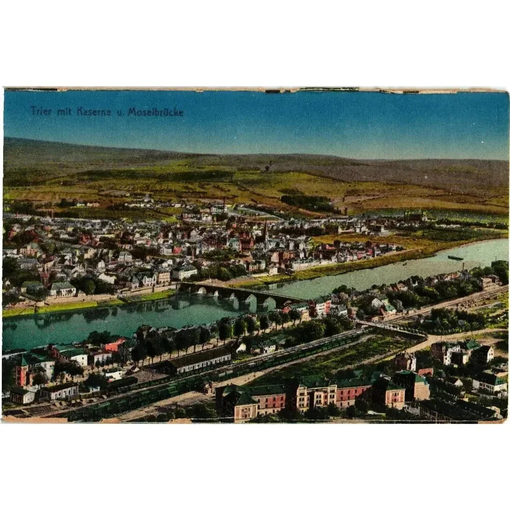 Trier Mit Kaserne U. Moselbrücke Postcard
